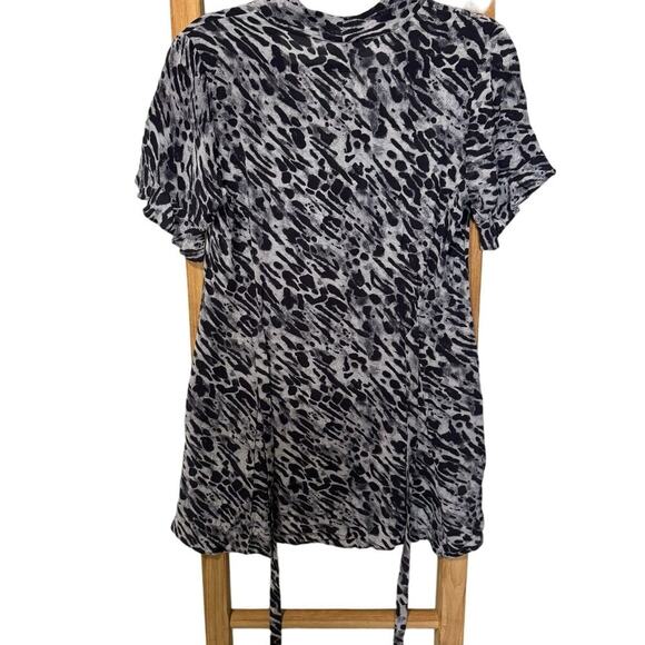 AllSaints Fay Ambient Dress Animal Print Back Tie Mini Gray Black Size Small - Picture 7 of 12